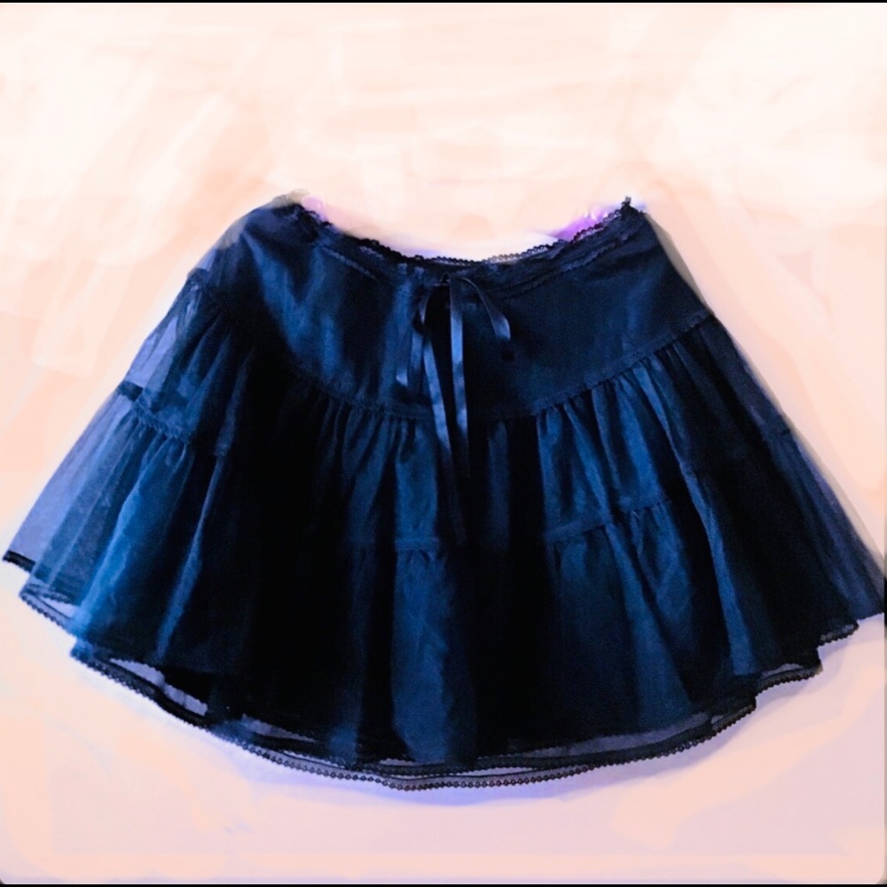 DKNY Tulle Organza Lace Black Short Skirt. SZ 2-4